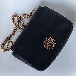 Tory Burch Black Crossbody Bag with Gold Chain